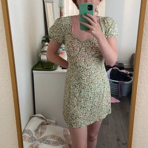 Yellow floral cotton on dress